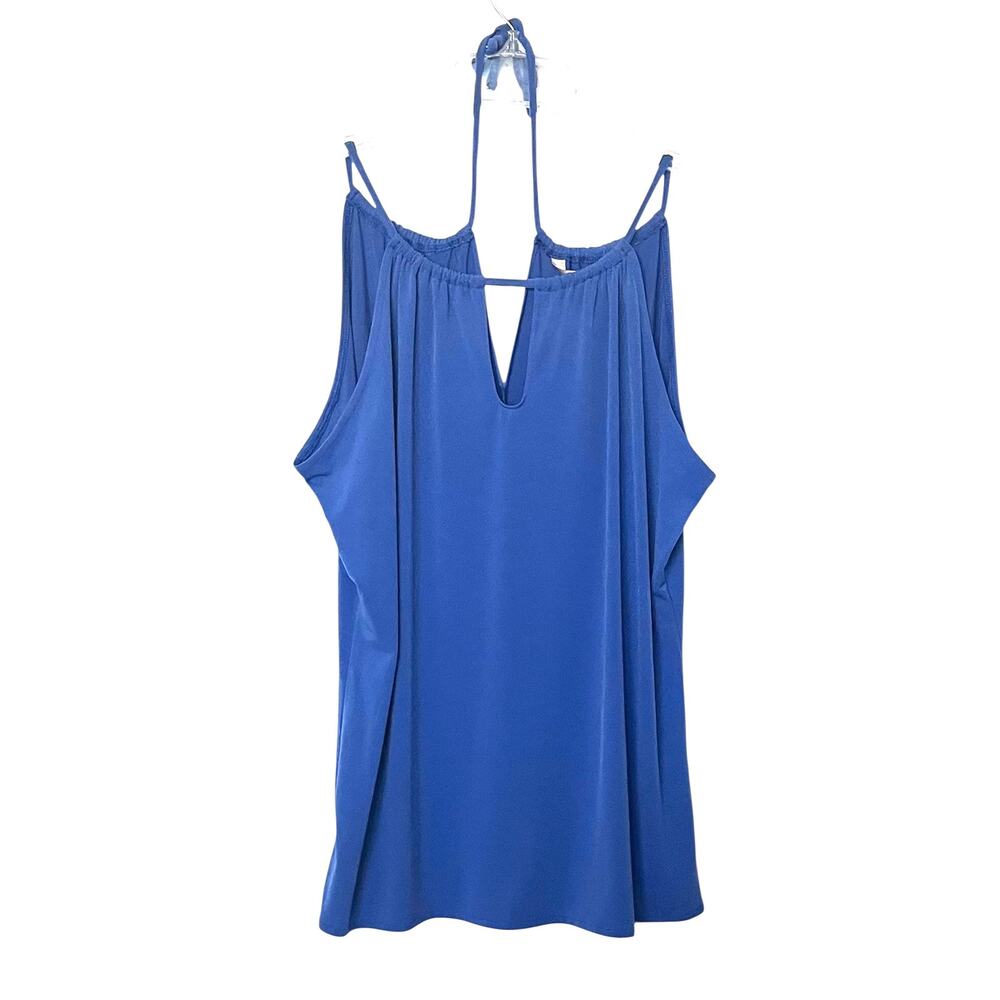 BANANA REPUBLIC PULL-OVER TANK TOP OR BLOUSE, WOMENS, L, BLUE, TIED AT NECK